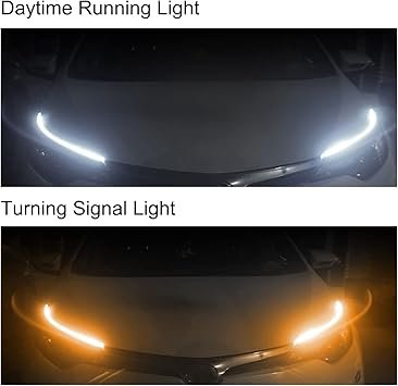 51bdX5osRtL._AC_SY355_.jpg Car LED Strip Lights 2Pcs 24 cm Flexible LED Headlight Strips Dual Color White Turn Signal Yellow Lights Waterproof Car Daytime Running Light Strip for Truck SUV