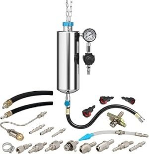 Fuel Injector Cleaner Tool Kit 1000ML 150PSI DisassemblyFree Fuel Injection System Cleaner Pressure Adjustment Fuel Injector Cleaning Machine with 20PC Adapter for Gasoline Car ThrottleIntake System