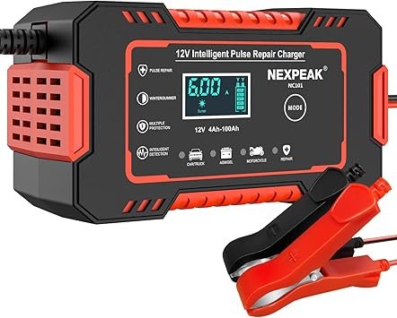 NEXPEAK NC101 Car Battery Charger Smart Battery Trickle Charger 12V 6A Automotive Battery Maintainer Desulfator with Temp Compensation for Car Truck Motorcycle Lawn Mower Marine Lead Acid Batteries
