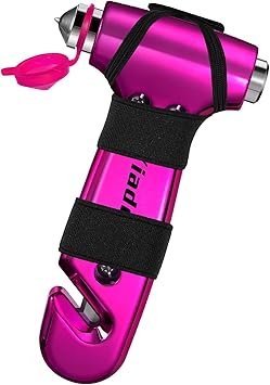 Window Breaker 3in1 Emergency Escape Tool with seat Belt Cutter and Glass Breaker Safety Emergency Car Escape Tool for Car Electroplating Pink