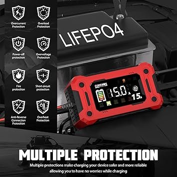 Car Battery Charger 12V 15AmpSupport 1A6A10A015A Fast Car Battery ChargerAutomobile 12 Volt Trickle ChargerBattery Maintainer with Temperature Compensation for Car Motorcycle Lawn Mower