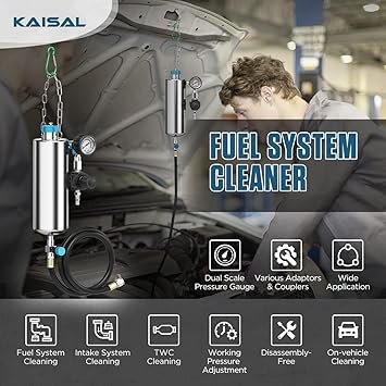 Fuel Injector Cleaner Tool Kit 1000ML 150PSI DisassemblyFree Fuel Injection System Cleaner Pressure Adjustment Fuel Injector Cleaning Machine with 20PC Adapter for Gasoline Car ThrottleIntake System