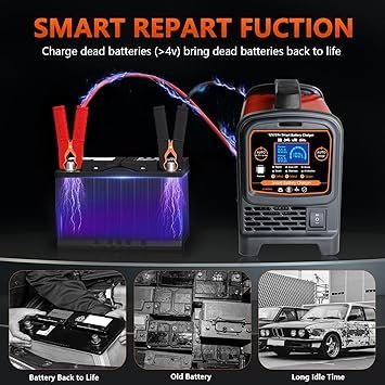 12V 24 Volt Car Battery Charger Heavy Duty 015A Smart Automatic Battery Maintainer HighLow Power Trickle Charger and Desulfator with Auto Shutoff Repair Winter Mode for Car Truck Boat RV