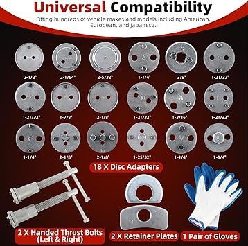 8MILELAKE Disc Brake Caliper Compressor Wind Back Tool 24pc Professional Caliper Tool Set