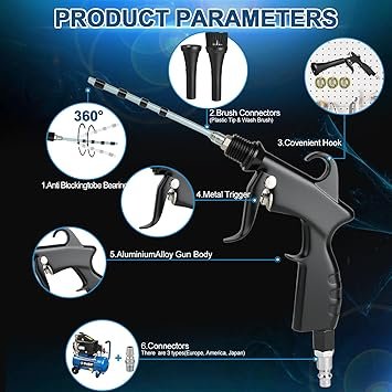 Car Detailing Cleaning GunCar Detailing Kit Interior CleanerHigh Pressure Blower GunCar Detailing Tools for Car Quickly Blasts Dirt and Dust Works with Air