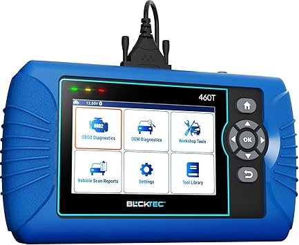 BLCKTEC 460T OBD2 Scanner Car Code Reader Engine ABS SRS Transmission Diagnostic Tool 12 Reset Services OilTPMSEPBBMSSASDPFThrottle Reset ABS Bleeding Battery Test Auto VIN Free Update