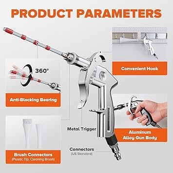 Tornado Car Cleaning Gun Air Blaster for Car Detailing Essential Car Detailing Kit and Supplies HighPressure Air Tools for Efficient Car Cleaning Kit Tornado Air Gun for Dust and Dirt Removal SV