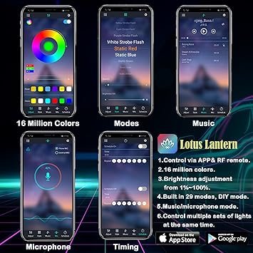 Interior Car LED Strip Lights RGB 6 in 1 Ambient Lighting Kits with 315 cm Fiber Optic 16 Million Colors Car Interior Lights with Wireless APP and Remote Control Sync to Music