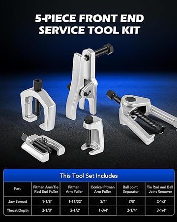 OMT 5in1 Ball Joint Separator Pitman Arm Puller Tie Rod End Tool Set for Front End Service Splitter Removal Kit RD06