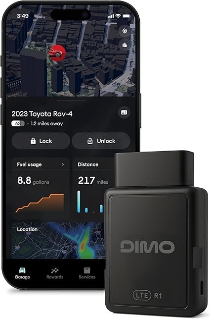 DIMO GPS Vehicle Tracker with RealTime Location OBD2 Wireless Scanner AIPowered Diagnostic Tool for Check Engine Light 9000+ Error Codes Track Driving Habits Battery Fuel Usage
