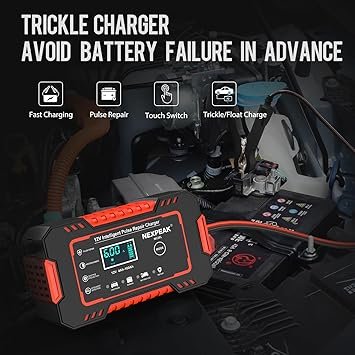 NEXPEAK NC101 Car Battery Charger Smart Battery Trickle Charger 12V 6A Automotive Battery Maintainer Desulfator with Temp Compensation for Car Truck Motorcycle Lawn Mower Marine Lead Acid Batteries
