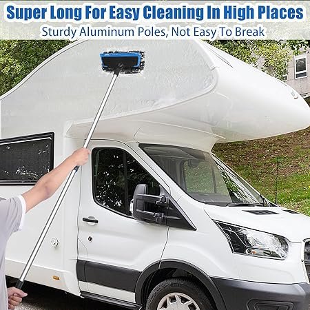 62'' Car Wash Brush with Long Handle Microfiber Car Wash Mop Mitt Kit Car Detailing Brush Cleaning Kit Windshield Squeegee Wheel Tire Brush for Cars RV Truck Boat Blue