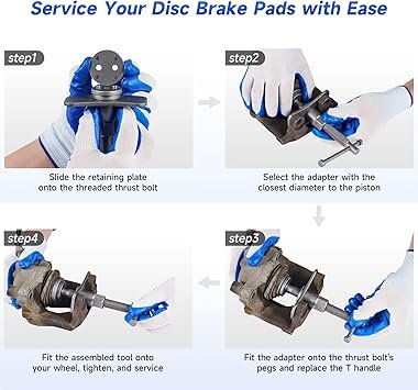 Orion Motor Tech 2 in 1 Brake Caliper Compression Tool Brake Bleeder Kit Handheld Vacuum Pump Brake Bleeder Tool Set Disc Brake Pad Service Tool with Thrust Bolt Retaining Plates 18 Adapters