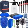 AUTODECO 23Pcs Car Detailing Kit Wash Cleaning Kits with Pump Foam Sprayer Wash Brush Large Wash Mitt Towels Complete Interior Exterior Car Detailing Supply Set Blue