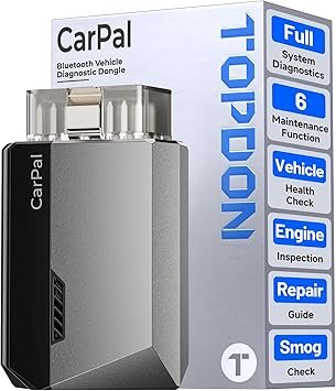 TOPDON Carpal OBD2 Scanner Bluetooth Scanner for Car All System Diagnostic Tool for iOS Android Vehicle Health Check 6 Maintenance Services Smog Check Repair Guide Performance Test