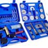 Orion Motor Tech 2 in 1 Brake Caliper Compression Tool Brake Bleeder Kit Handheld Vacuum Pump Brake Bleeder Tool Set Disc Brake Pad Service Tool with Thrust Bolt Retaining Plates 18 Adapters