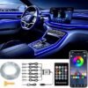 Interior Car LED Strip Lights RGB 6 in 1 Ambient Lighting Kits with 315 cm Fiber Optic 16 Million Colors Car Interior Lights with Wireless APP and Remote Control Sync to Music